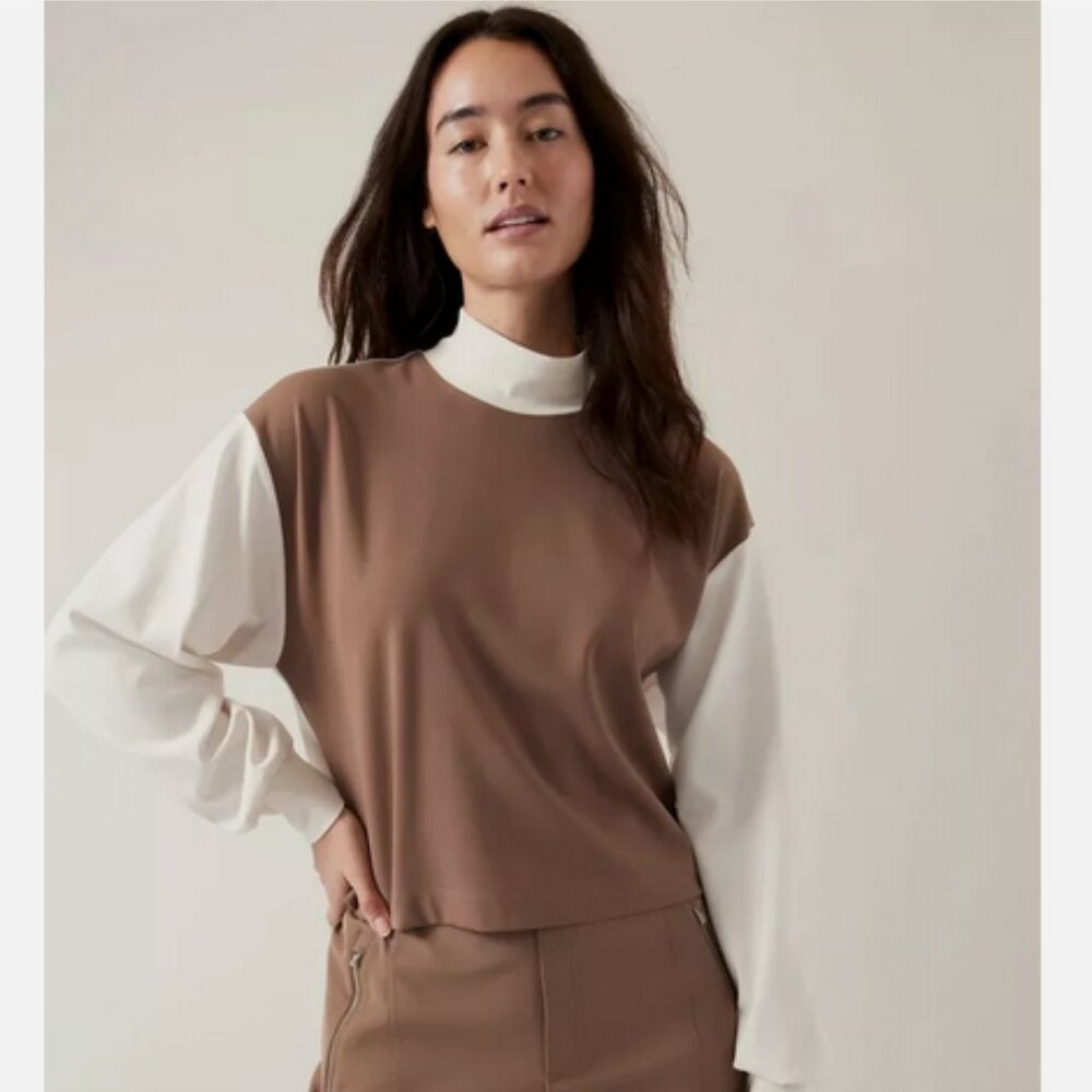 Athleta Venice Sweatshirt Mock Neck Pullover XXS NWT